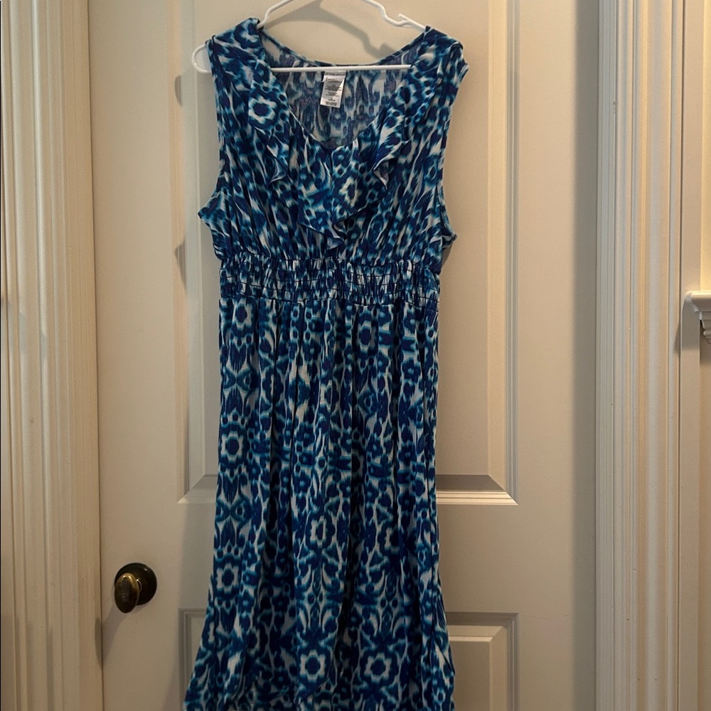 JMS Just My Size Blue Floral Patterned Sleeveless Summer Dress size 2X(18W/20W) - Picture 8 of 9
